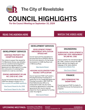 Council Highlights for September 10, 2024 Council Meeting (PDF)