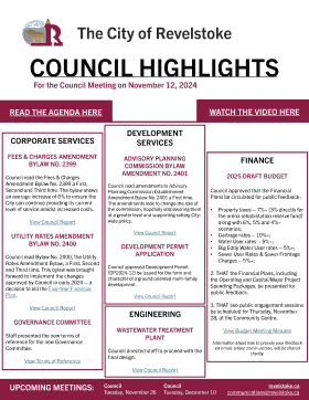 Council Highlights for November 12, 2024 Council Meeting (PDF)
