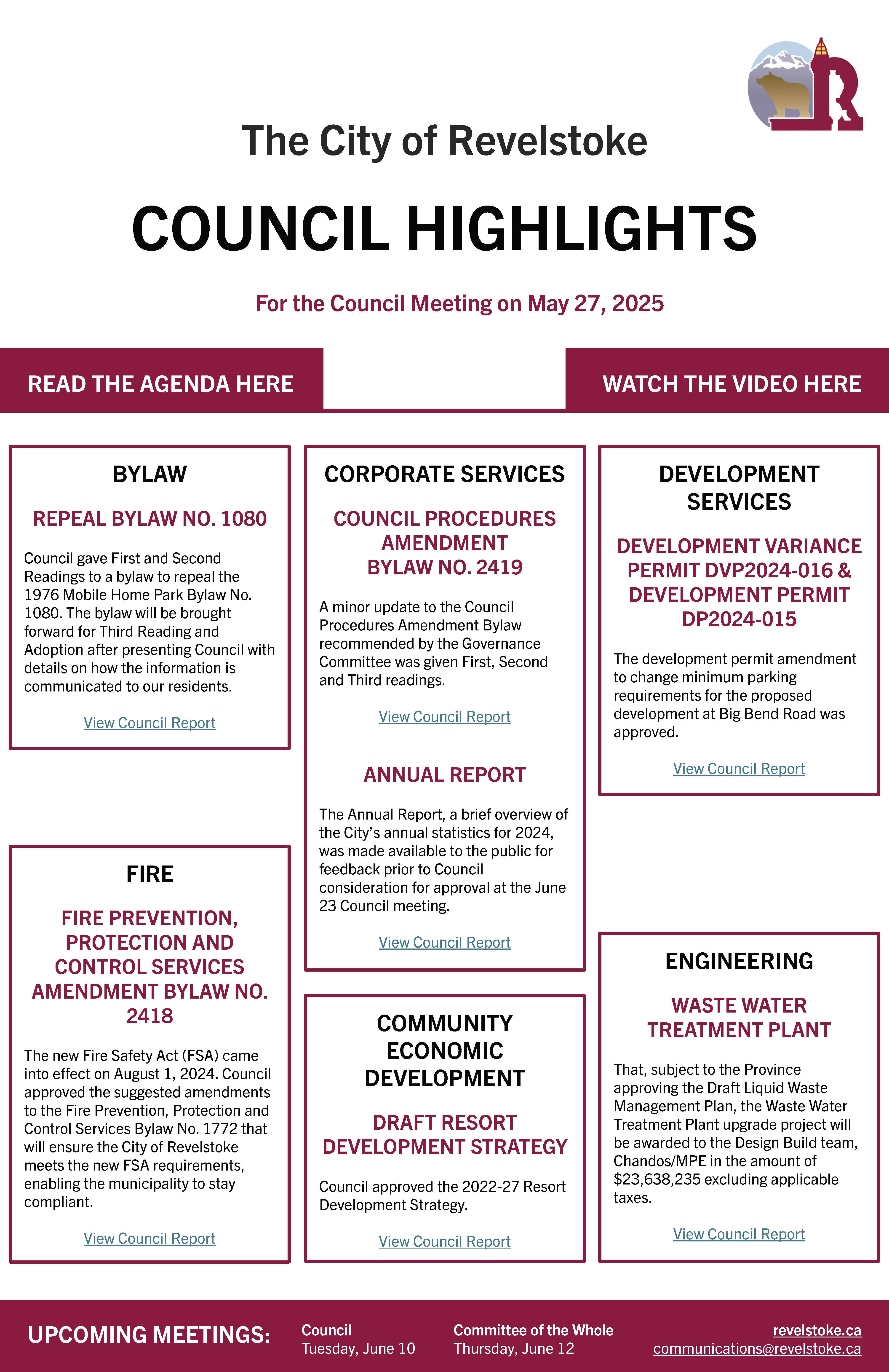 Council Highlights for May 27, 2025 Council Meeting (PDF)