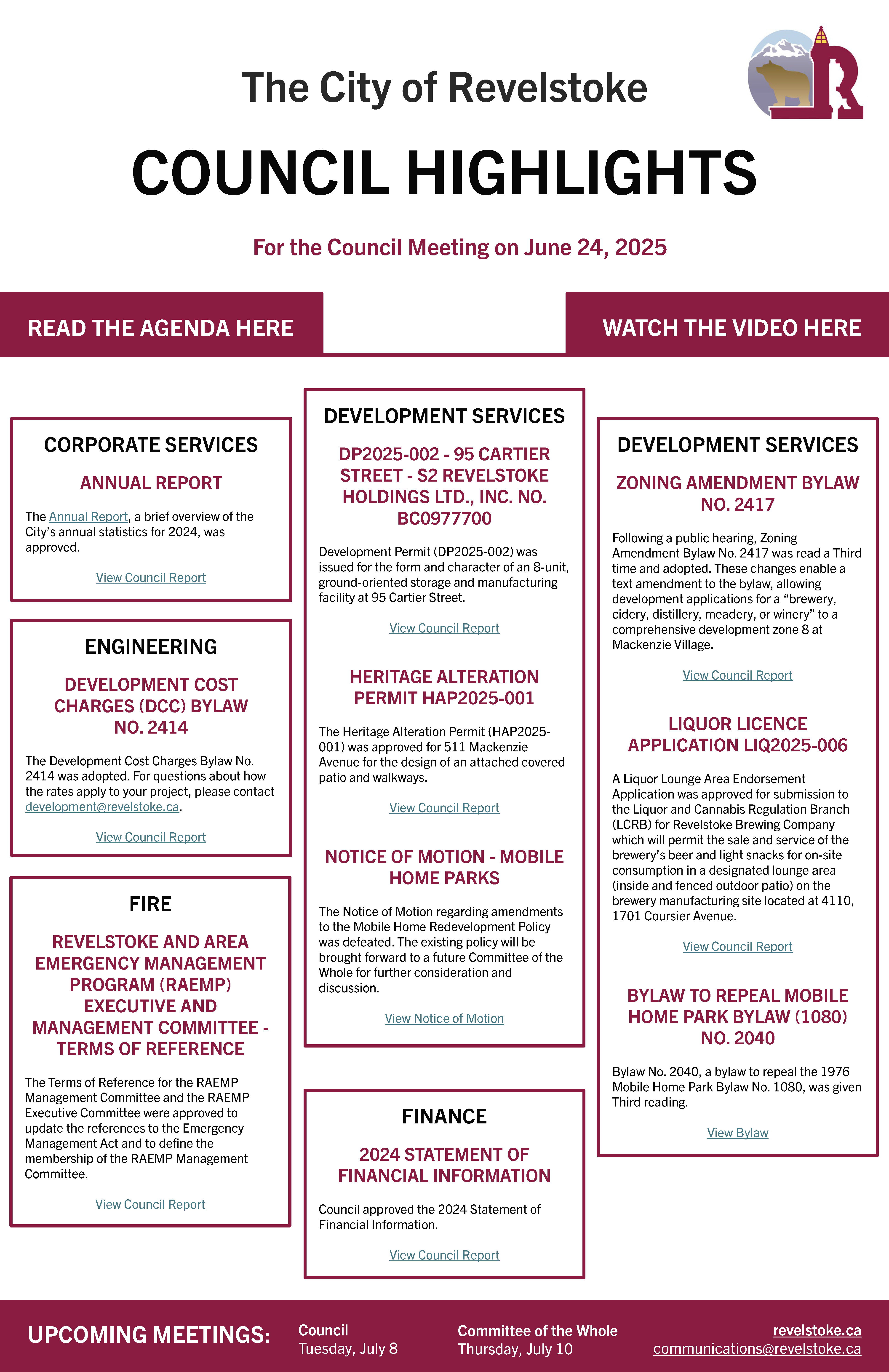 Council Highlights for June 24, 2025 Council Meeting (PDF)